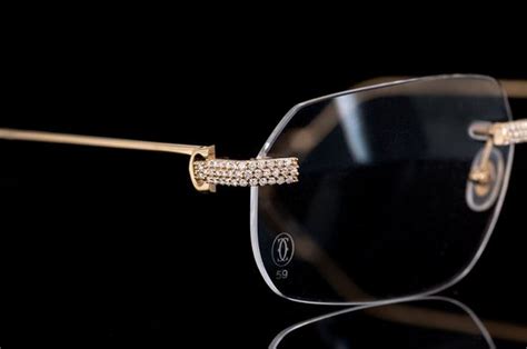 cheap iced out cartier glasses|cartier rimless glasses with diamonds.